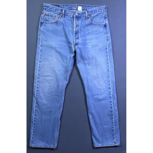 Vintage 90s Levi's 501 Blue Jeans 0193 36x30 (34x30) Button Fly Made Hong Kong